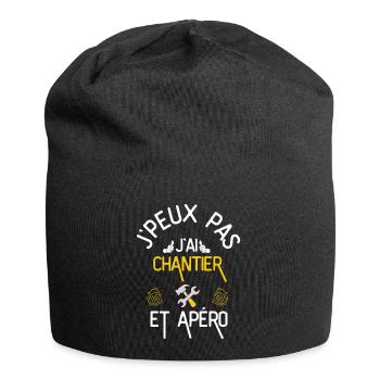 J Peux Pas J Ai Chantier et Apéro - Bonnet en jersey - noir - Devant