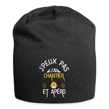 J Peux Pas J Ai Chantier et Apéro - Bonnet en jersey - noir - Devant