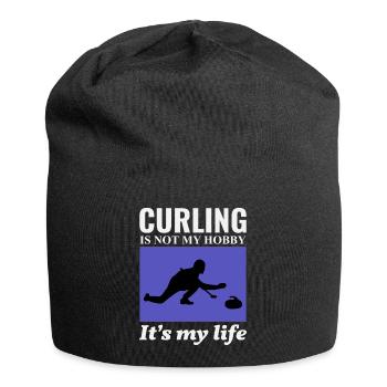 Curling Kehrfächer Winter Eissport Curler Lustig - Jersey-Beanie - Schwarz - Vorne