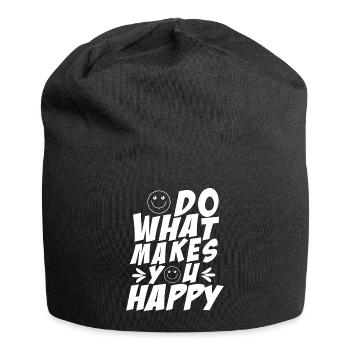 Mach was dich glücklich macht - Jersey-Beanie - Schwarz - Vorne