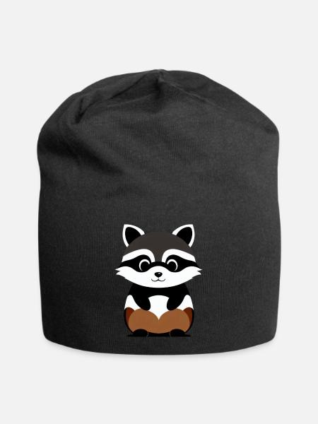 Waschbären süßer Cartoon Waschbär 12 - Jersey-Beanie - Schwarz