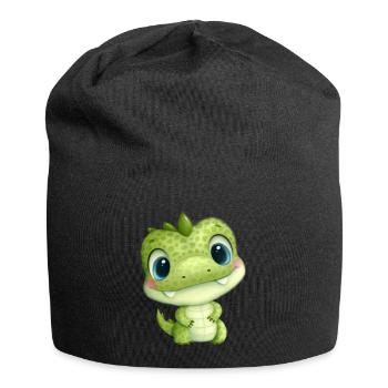 süßes Baby-Krokodil mit Glubschaugen - Jersey-Beanie - Schwarz - Vorne