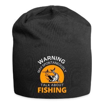 Angeln. Ich liebe es, über das Angeln zu reden. - Jersey-Beanie - Schwarz - Vorne
