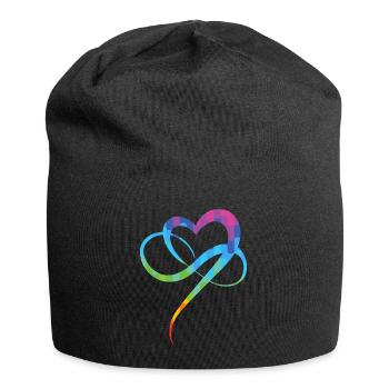 Poly Love Heart - Infinity Herz - Jersey-Beanie - Schwarz - Vorne