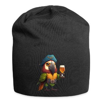 Pirate parrot drinking a beer - Jersey Beanie - black - Front