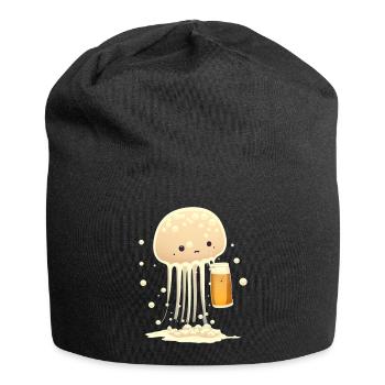 Sweet jellyfish drinks a glass of beer - Jersey Beanie - black - Front