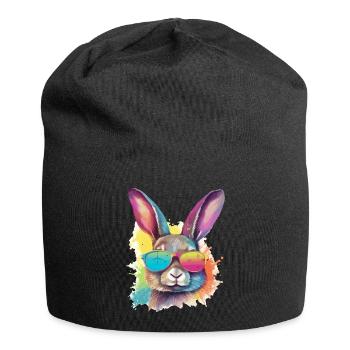 Timo the bespectacled rabbit - Jersey Beanie - black - Front