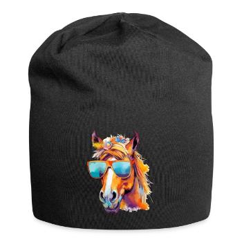 Mina la jument à lunettes - Bonnet en jersey - noir - Devant