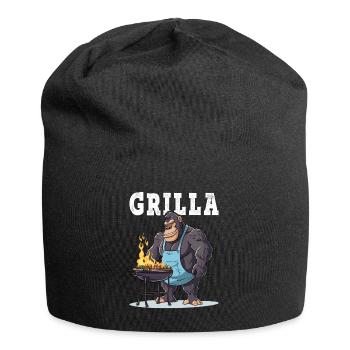 Grillen Grilla Griller Gorilla BBQ Spruch Lustig - Jersey-Beanie - Schwarz - Vorne