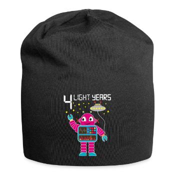 Roboter gratuliert 4 Lichtjahre alt vier Jahre - Jersey-Beanie - Schwarz - Vorne