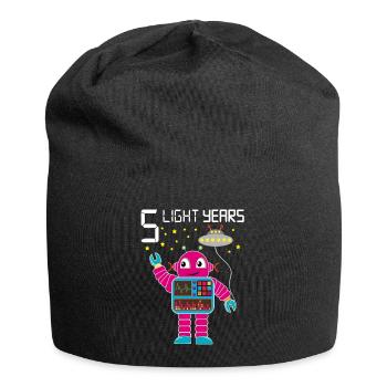 Robot congratulates 5 light years old five years - Jersey Beanie - black - Front