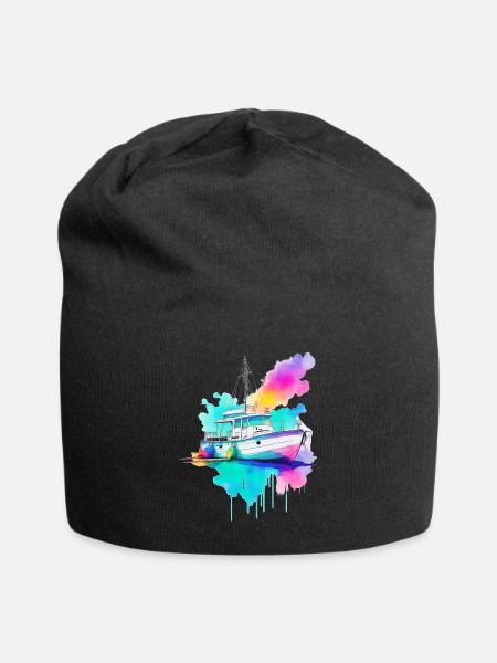 Segelboot - Jersey-Beanie - Schwarz