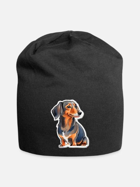 Dackel - Jersey-Beanie - Schwarz
