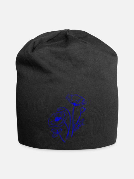 Mohnblume, Flowers - Jersey-Beanie - Schwarz