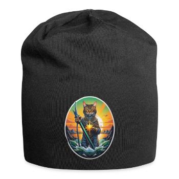 The guardian cat of the summer beach - Jersey Beanie - black - Front