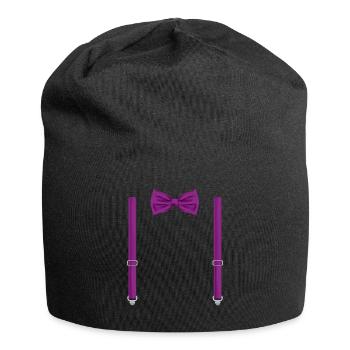 Drôle de nœud papillon violet avec bretelles parfaites - Bonnet en jersey - noir - Devant
