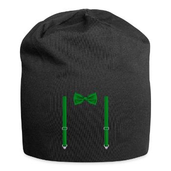 Drôle de nœud papillon vert avec bretelles parfait - Bonnet en jersey - noir - Devant