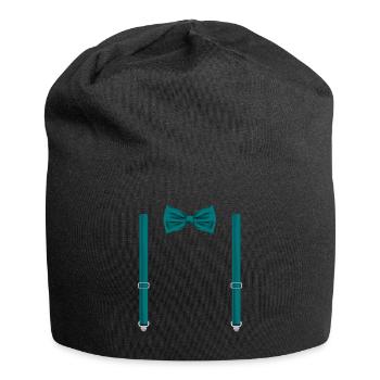 Funny Esmerald Green Bow Tie with Suspenders - Jersey Beanie - black - Front