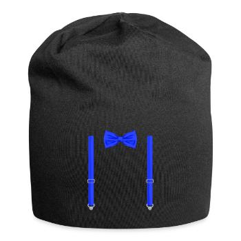 Drôle de nœud papillon bleu avec bretelles parfait - Bonnet en jersey - noir - Devant