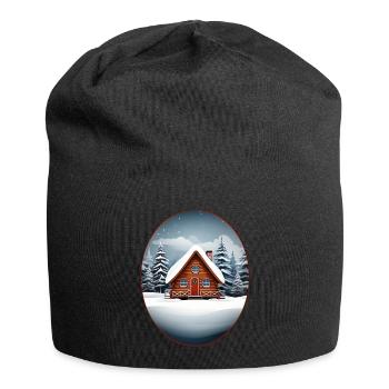 Wooden house, Christmas hut - Jersey Beanie - black - Front