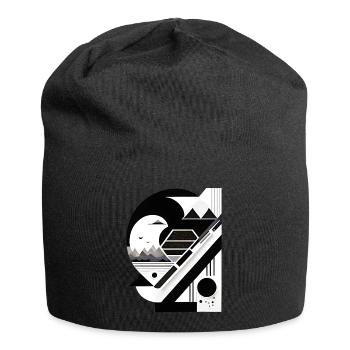 Collage Montagnes de style japonais - Bonnet en jersey - noir - Devant