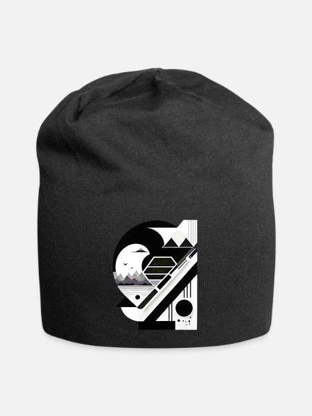 Collage Japan-Stil-Berge - Jersey-Beanie - Schwarz