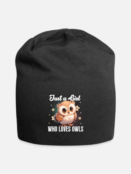 Eule - Jersey-Beanie - Schwarz