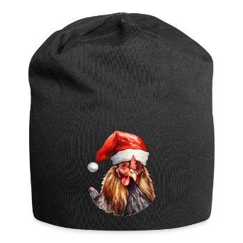 Henne mit Weihnachtsmütze Huhn Hahn T-Shirt Tasse - Jersey-Beanie - Schwarz - Vorne
