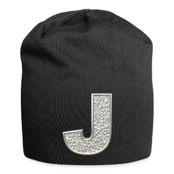 J, letter, letter J, initial, initial J, monogram, - Jersey-Beanie - Schwarz - Vorne