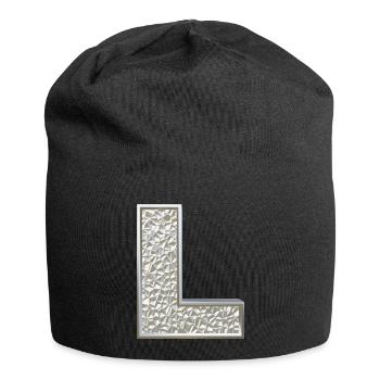 L, lettre, initiale, monogramme, - Bonnet en jersey - noir - Devant