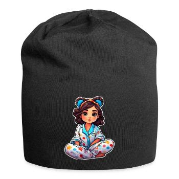 Cute anime girl in pajamas - Jersey Beanie - black - Front
