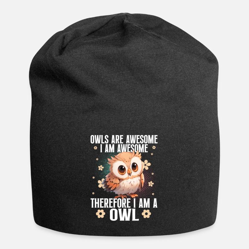 Eule Eulen Lustiger Spruch - Jersey-Beanie - Schwarz