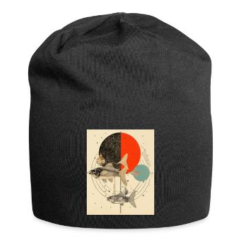 Poissons collage art astrologie - Bonnet en jersey - noir - Devant