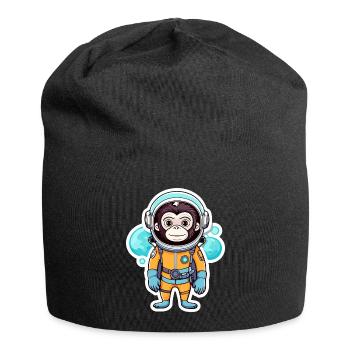 Monkey Astronaut Illustration - Jersey Beanie - black - Front