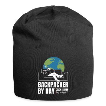 Backpacker by Day Couch Sleeper by Night - Jersey Beanie - black - Front