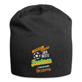 Fußball Bester Trainer Sprüche - Jersey-Beanie - Schwarz - Vorne