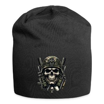 Schädel des Kriegers: Bewaffnet und bereit - Jersey-Beanie - Schwarz - Vorne