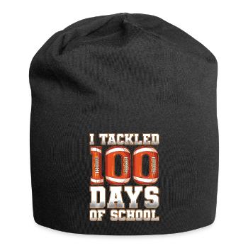 Ich habe 100 Tage Schulfußball in Angriff genommen - Jersey-Beanie - Schwarz - Vorne