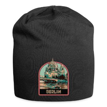 Blick auf den Berliner Dom und die Spree - Jersey-Beanie - Schwarz - Vorne