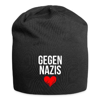 Gegen Nazis - Jersey-Beanie - Schwarz - Vorne