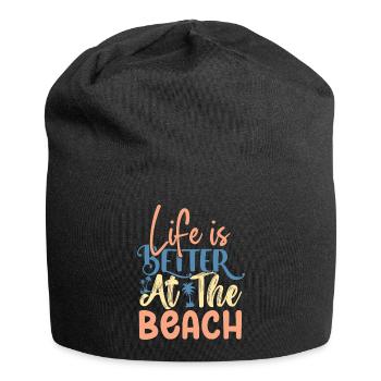 La vie est meilleure à la plage - Bonnet en jersey - noir - Devant