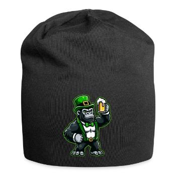St. Patrick's Gorilla & Beer Cartoon - Jersey Beanie - black - Front