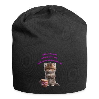 Cat Coffee ich mag kaffee - Jersey-Beanie - Schwarz - Vorne