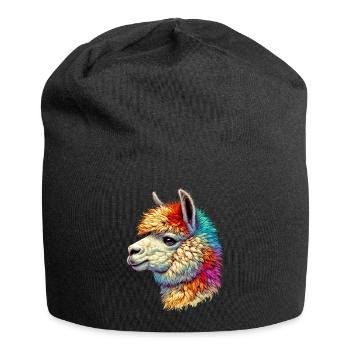 Alpaka - Jersey-Beanie - Schwarz - Vorne