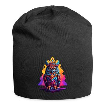Eule - Jersey-Beanie - Schwarz - Vorne