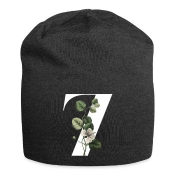 Numéro 7 floral vert -7e anniversaire floral - Bonnet en jersey - charbon - Devant