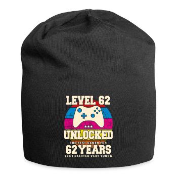 Original 1962 62 Jahre Level 62 freischalten - Jersey-Beanie - Schwarz - Vorne