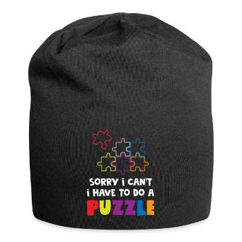 Funny Puzzle Lover - Jersey Beanie - black - Front