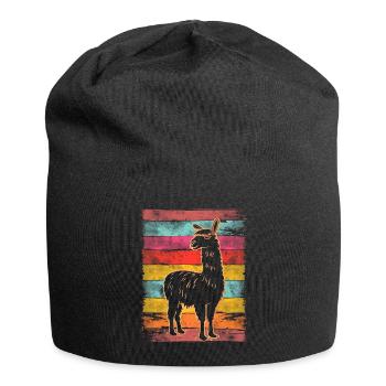 Lama Alpaka Vintage - Jersey-Beanie - Schwarz - Vorne