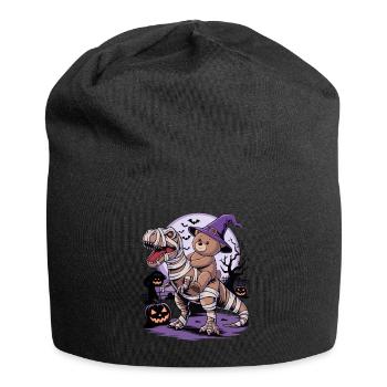 Ours en peluche chevauchant un dinosaure à Halloween - Bonnet en jersey - noir - Devant